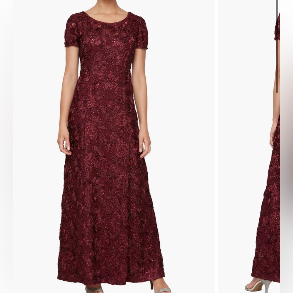 Alex Evenings Burgundy Lace Gown
